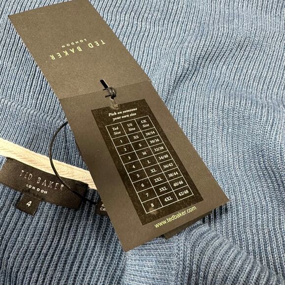 Ted Baker NWT Sett Long Sleeve Textured Crew Neck Bright Blue Men's Size 4 Large - Picture 7 of 11